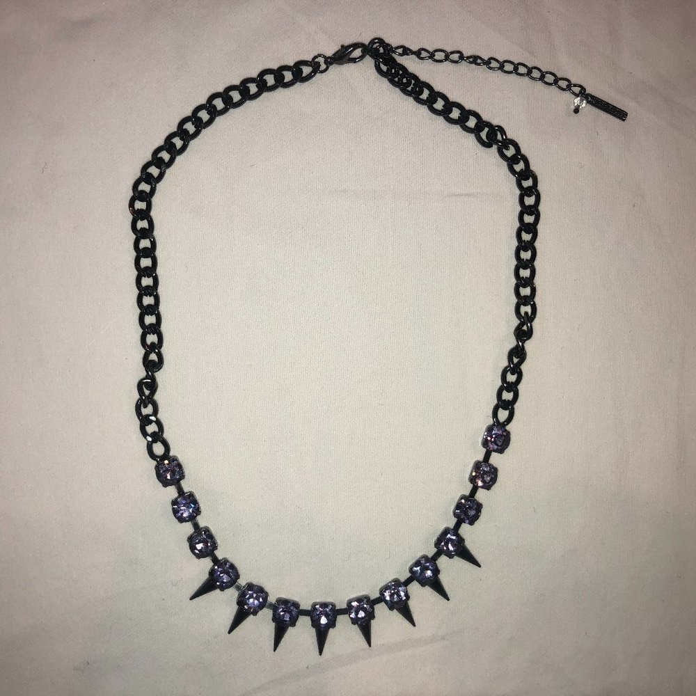 Steve Madden Purple + Gunmetal Spike Necklace